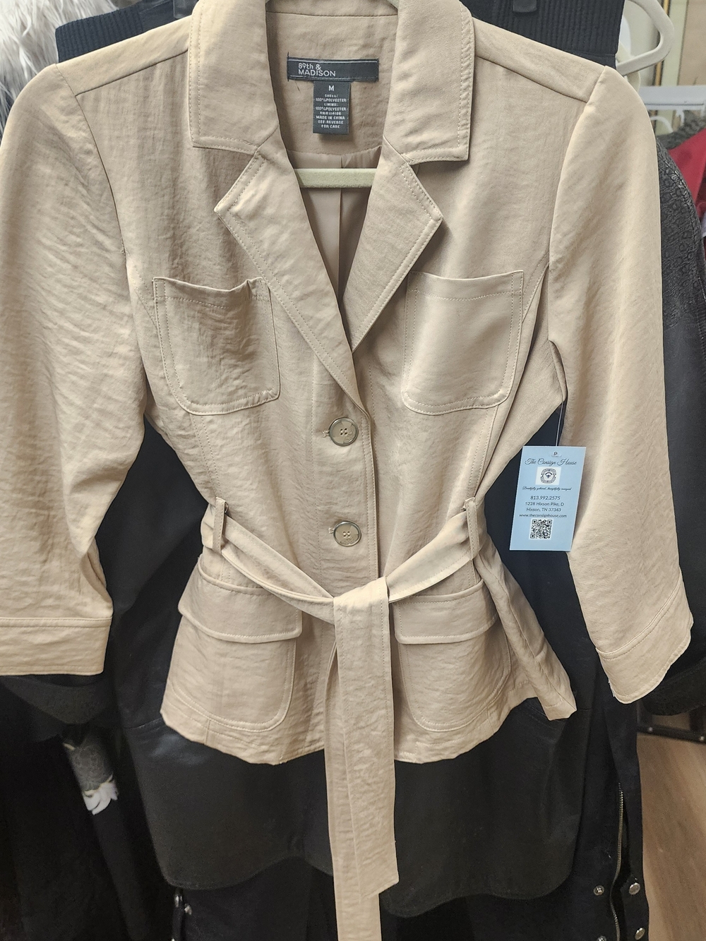 89th & Madison Beige Belted Blazer Jacket